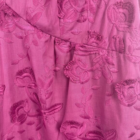 NWT‎ MARCHESA NOTTE Pink Tie Strap Floral Maxi Dress Tiered Wedding Size 14 $545 - Picture 9 of 12